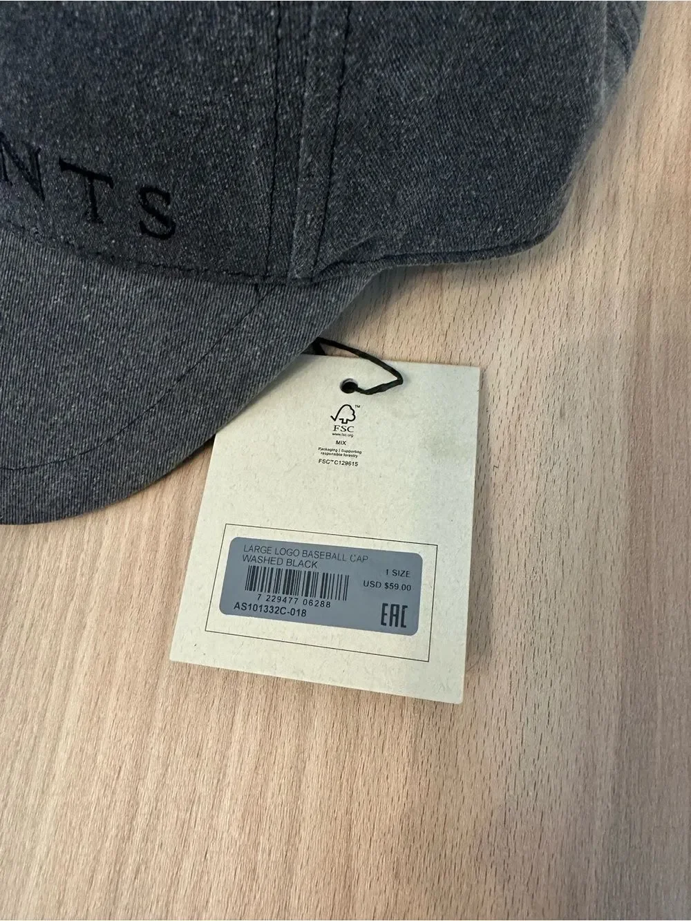NWT All Saints Large Logo Washed Black Baseball Cap
